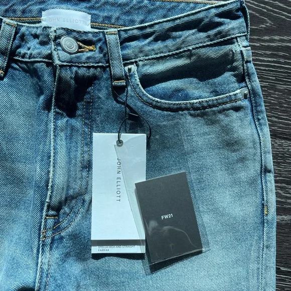 NWT JOHN ELLIOTT STELLA HIGH RISE AND STRAIGHT FAIRFAX JEANS SIZE 25 LIGHT DENIM - Picture 7 of 13